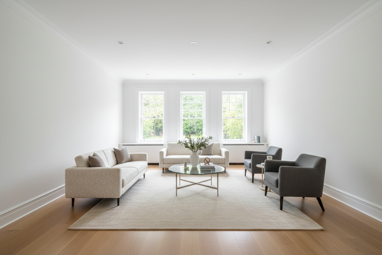 Freshly Painted White Living Room