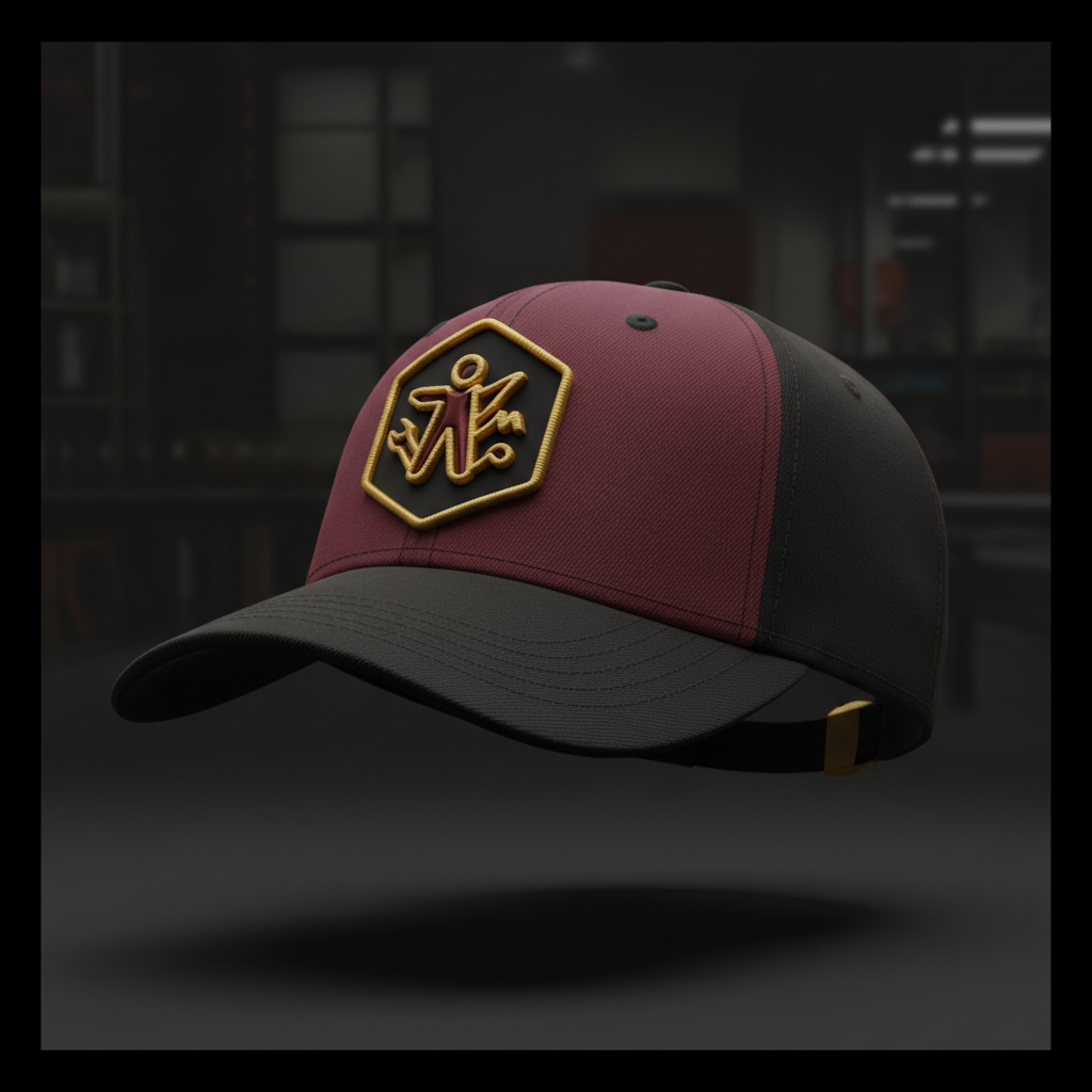 Maroon Black Dad Hat Side View
