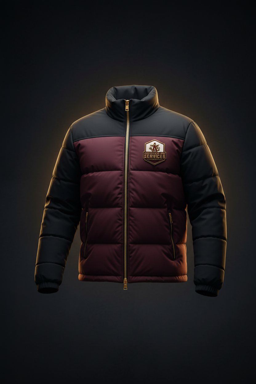 Maroon and Black Puffer Jacket