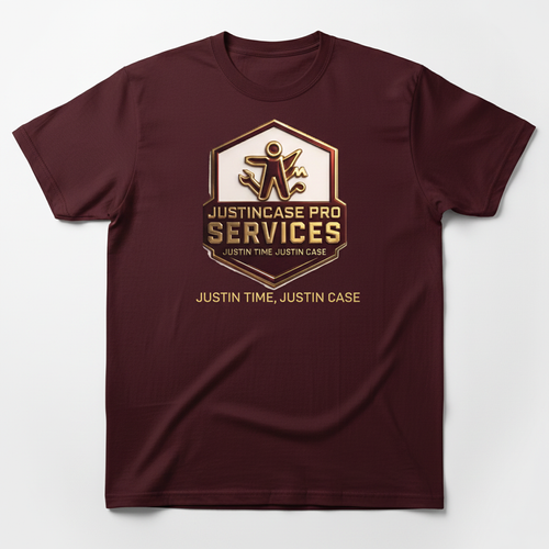 JustInCase Pro Services Maroon T-Shirt Front