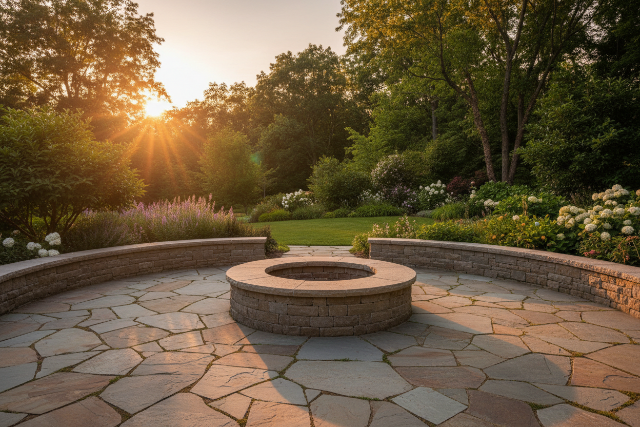 Stone Patio and Fire Pit Construction
