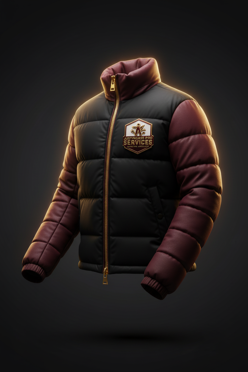 Black and Maroon Puffer Jacket
