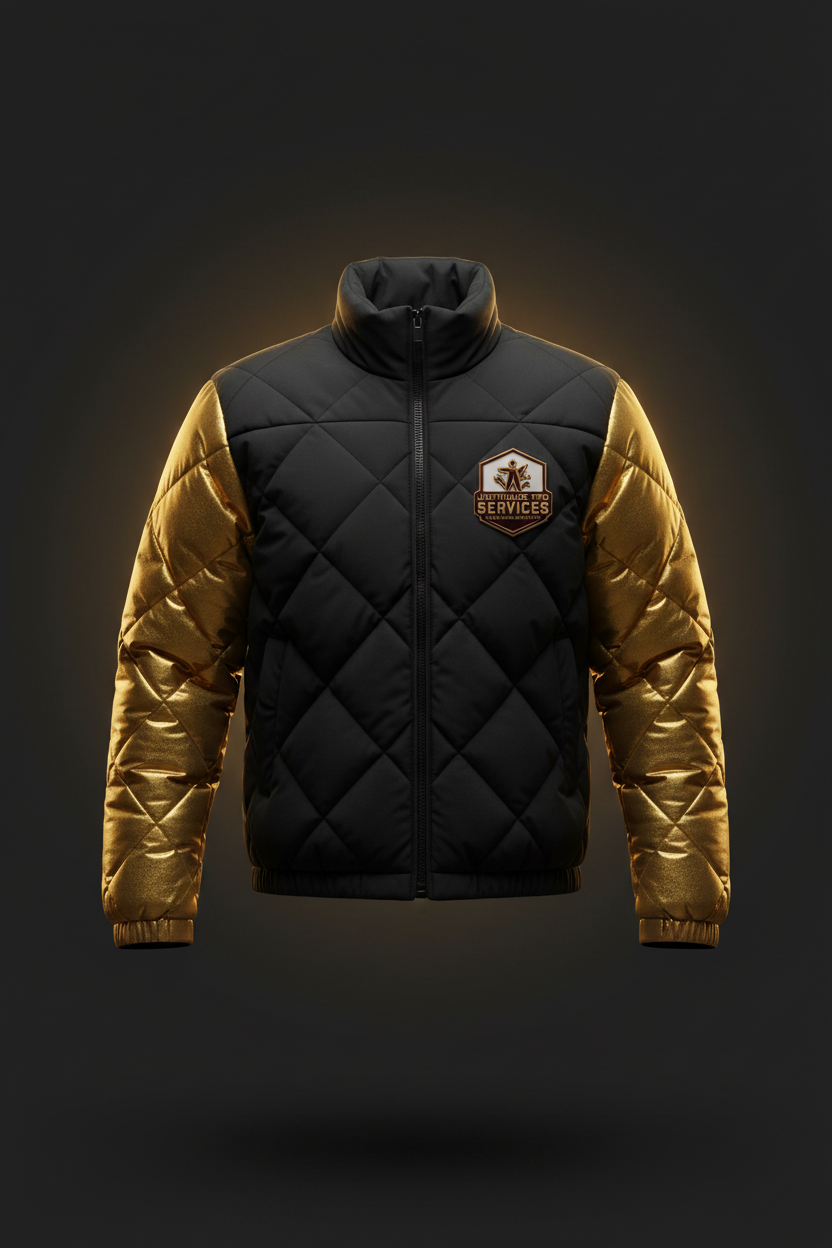 Black and Gold Puffer Jacket