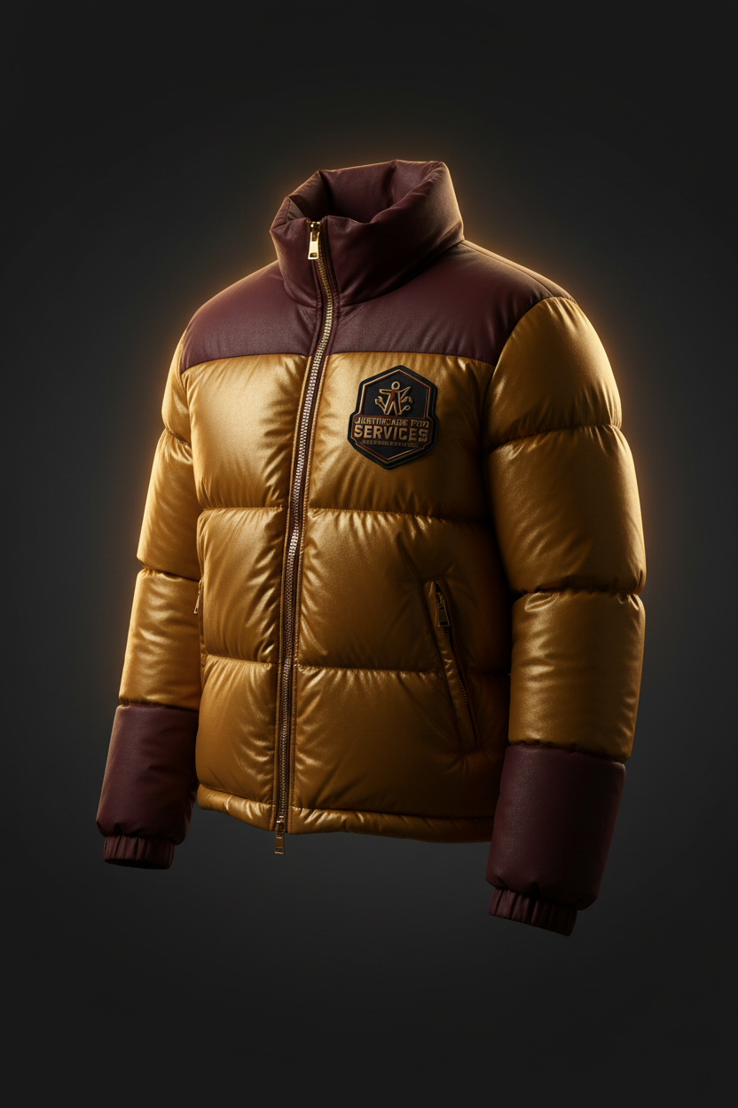 Gold and Maroon Puffer Jacket